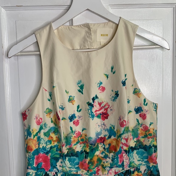 Anthropologie Maeve Tea Garden Sheath Dress Ivory Floral Sleeveless W-792 Size 8 - Picture 4 of 11